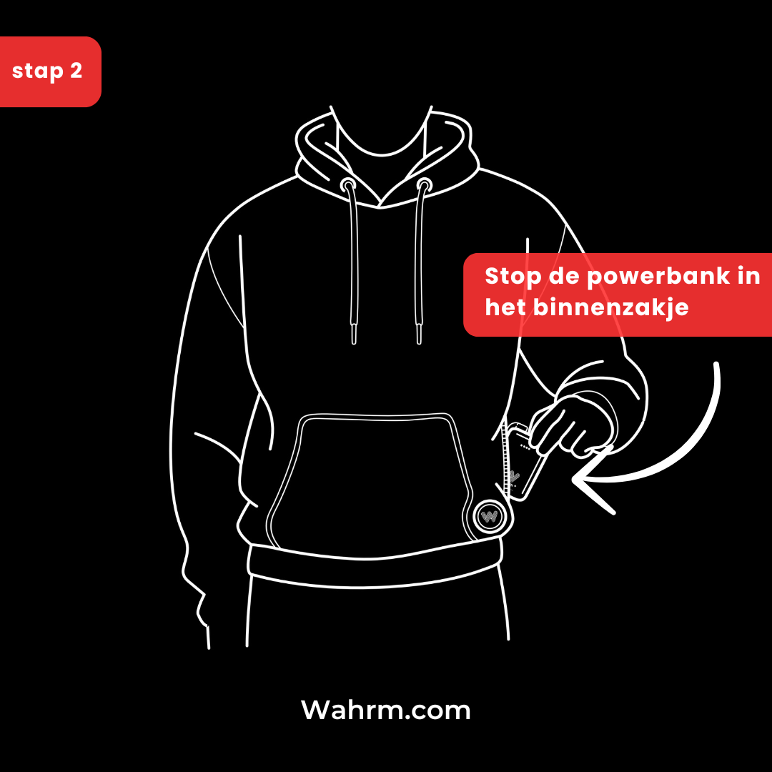 Infrarood verwarmde Hoodie Man - Zwart