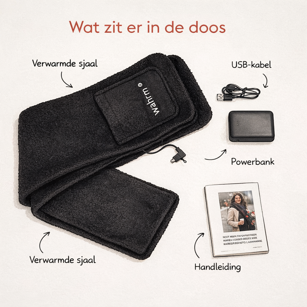 Handwarmer-shawl infrarood verwarmend oplaadbaar-zwart
