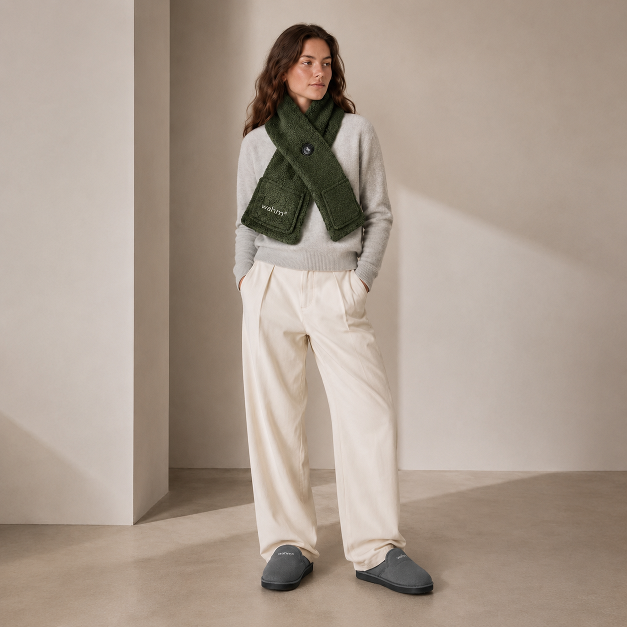Hand warmer-shawl -infrared-heating -green