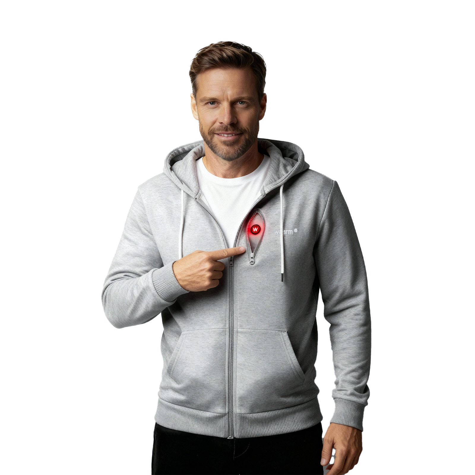Infrarood Verwarmde Zipper Hoodie – Heren Gray