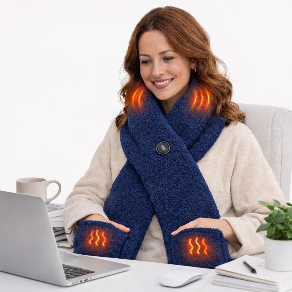 Handwarmer-shawl infrarood verwarmend oplaadbaar-navy