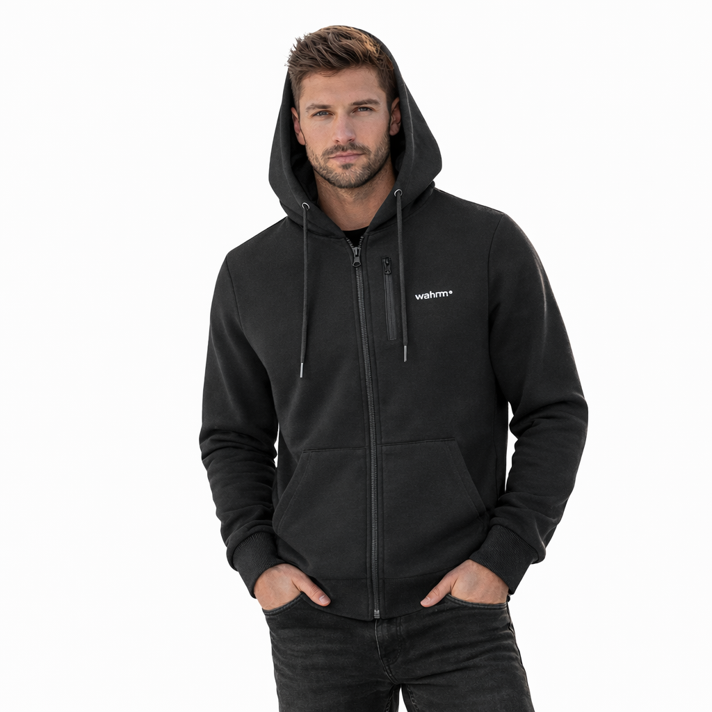 Infrarood Verwarmde Zipper Hoodie – Heren Zwart