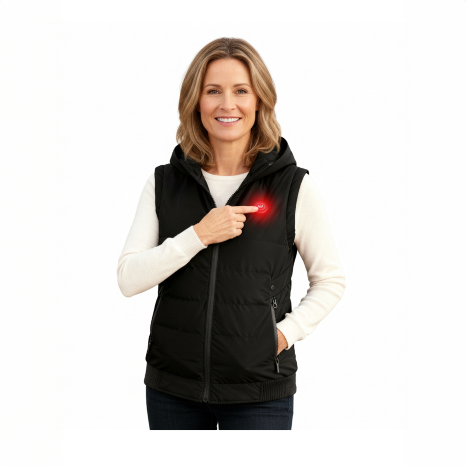 Verwarmde Bodywarmer met Capuchon - Vrouwen