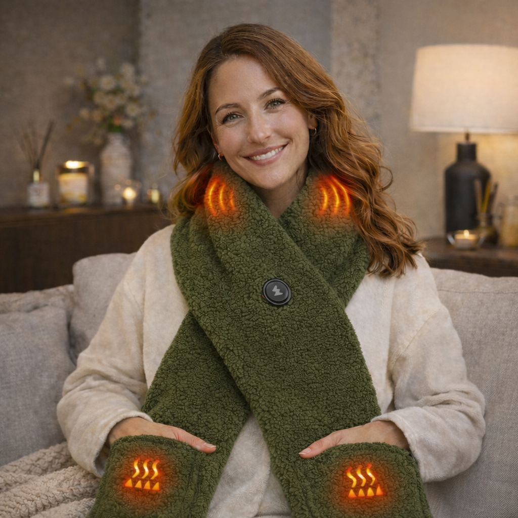 Handwarmer-shawl -infrarood-verwarmend -green