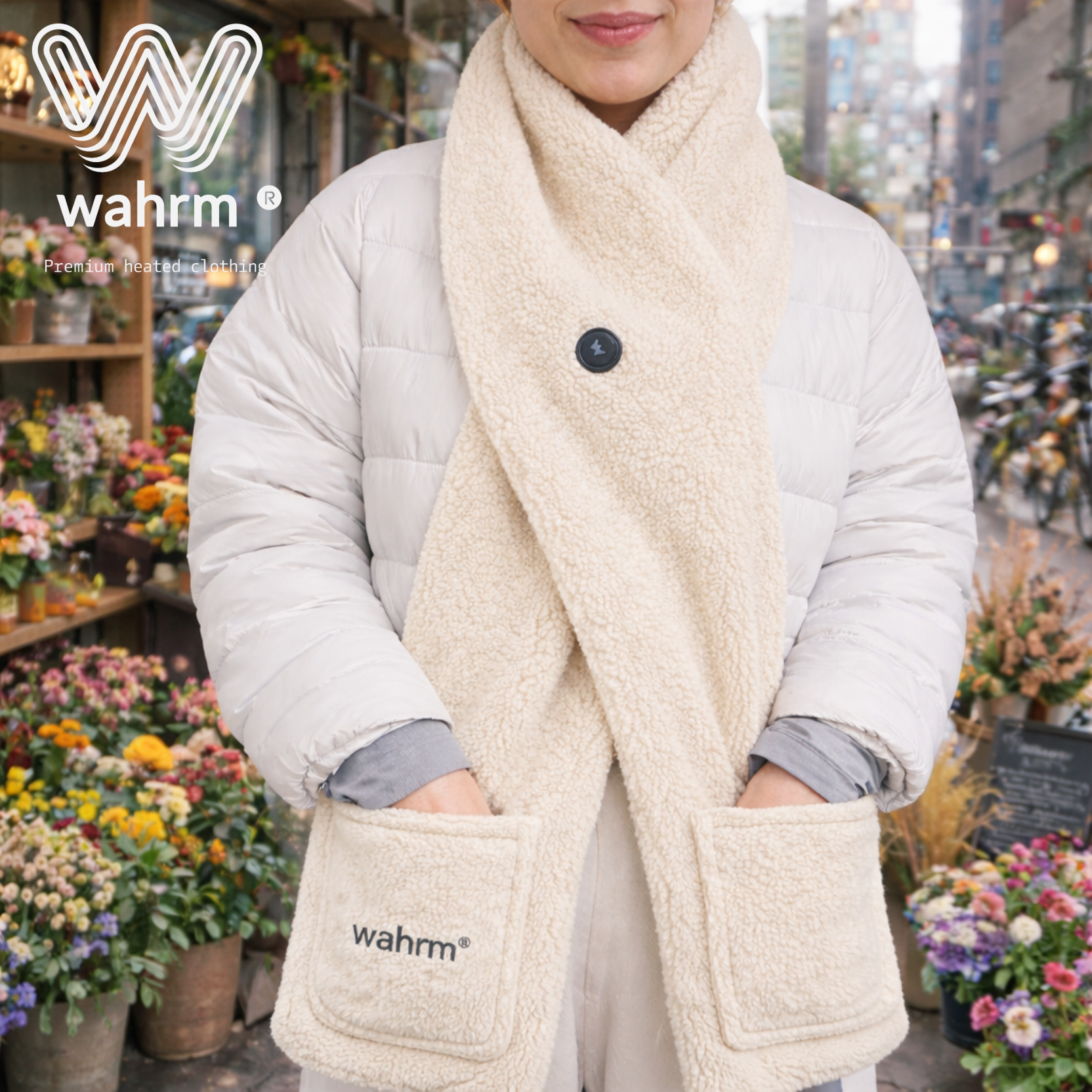 Handwarmer-shawl -infrarood-verwarmend -off white