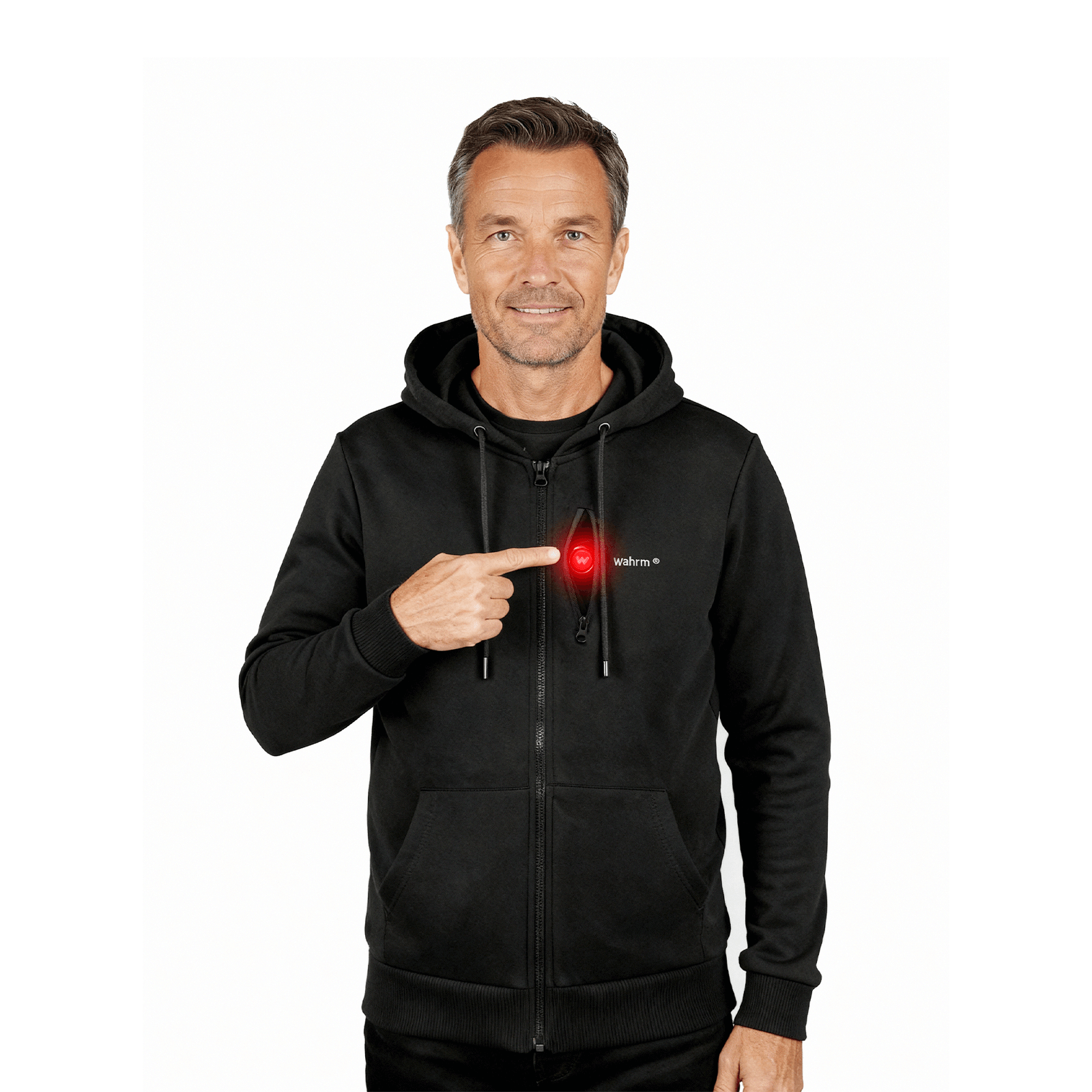 Infrarood Verwarmde Zipper Hoodie – Heren Zwart