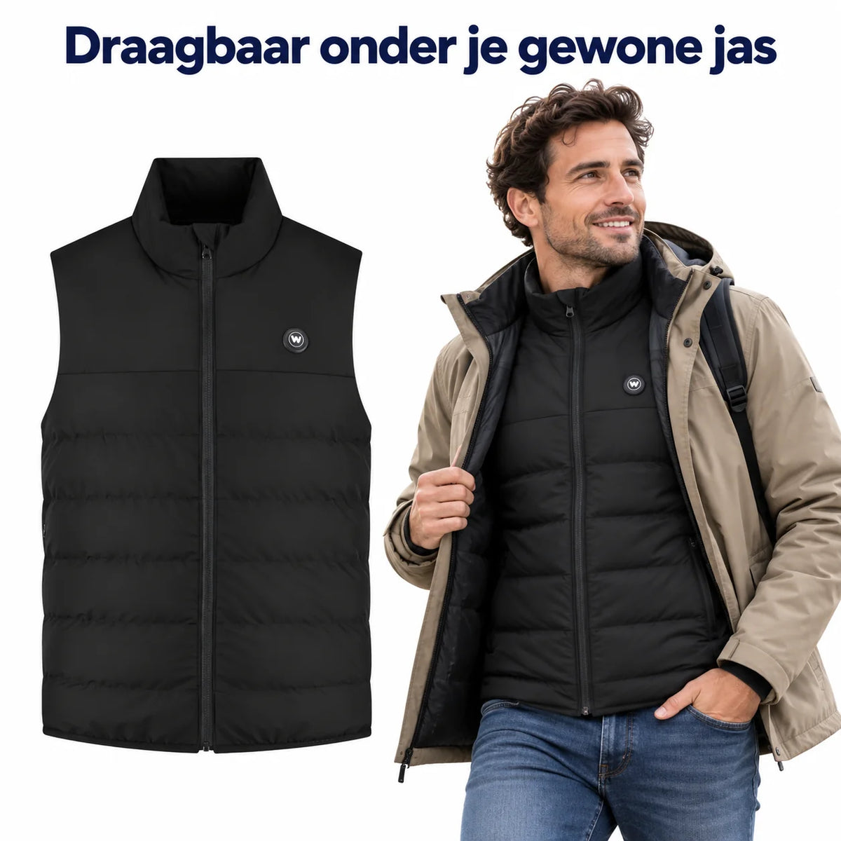 De WAHRM Freek bodywarmer is te dragen onder een gewone jas
