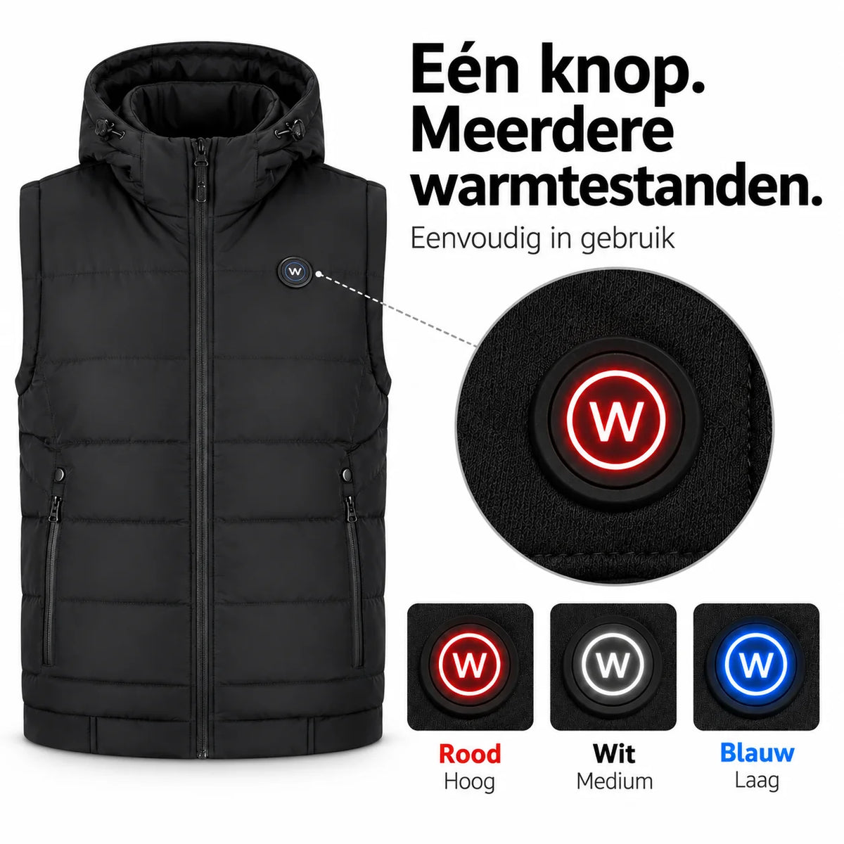 Verwarmde Bodywarmer met Capuchon - Vrouwen