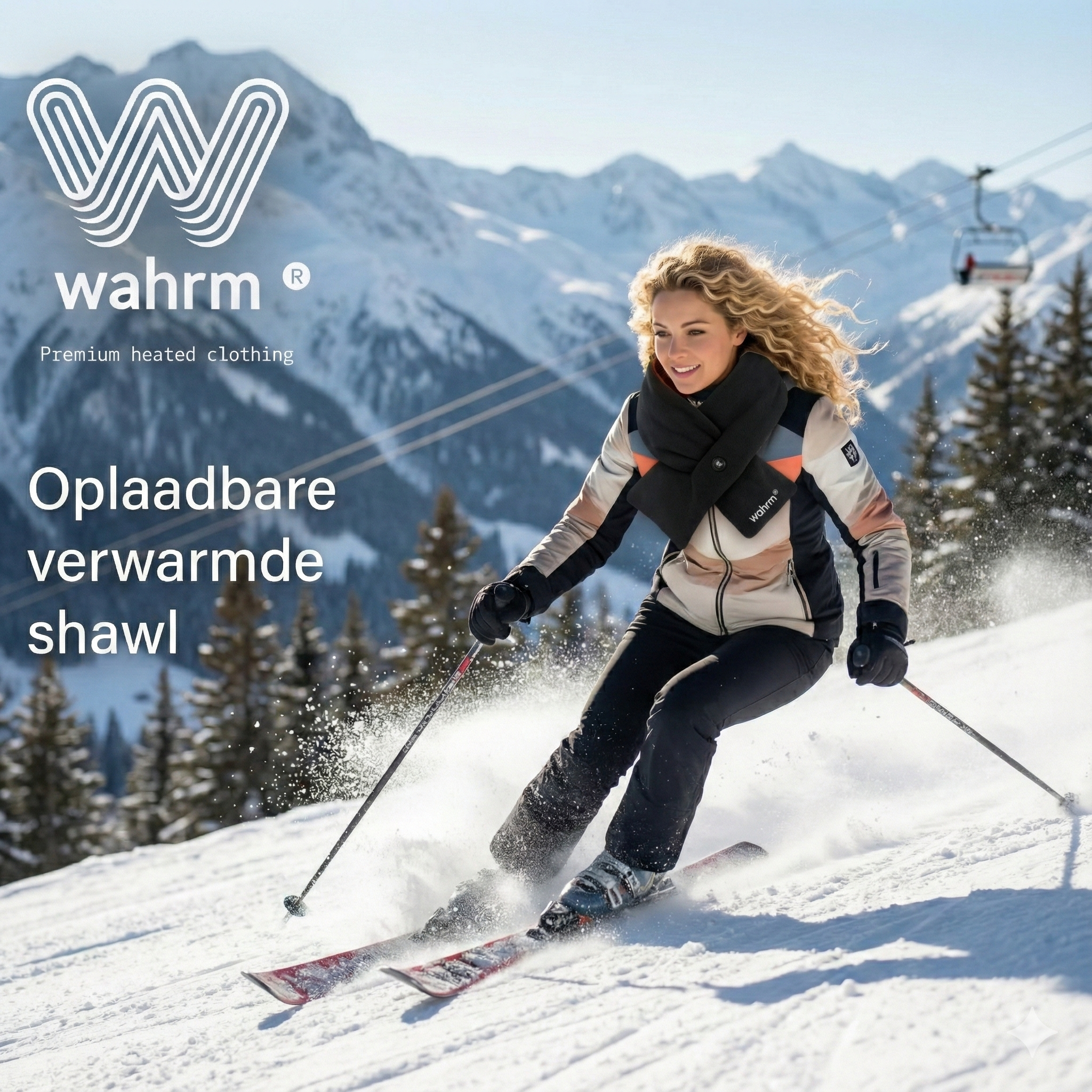 Oplaadbare verwarmende shawl - 3 standen - Zwart