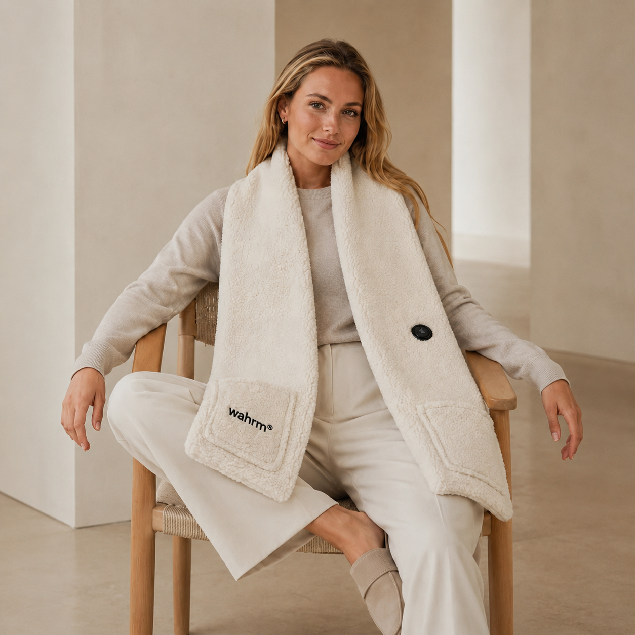 Handwarmer-shawl -infrarood-verwarmend -off white (Copy)