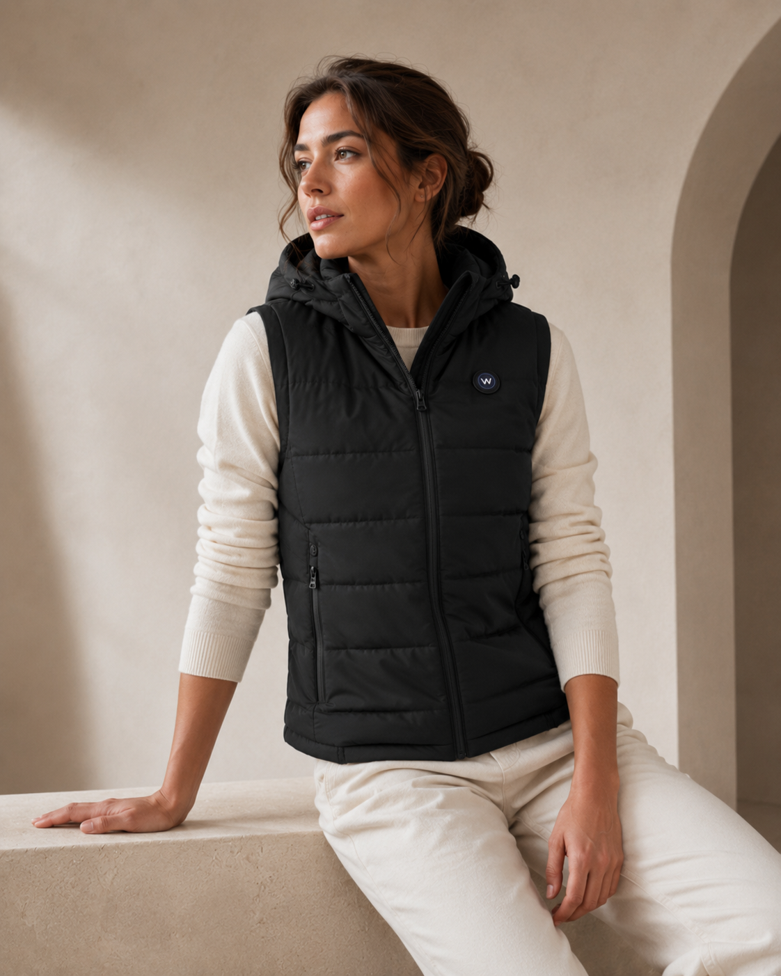Verwarmde Bodywarmer met Capuchon - Vrouwen