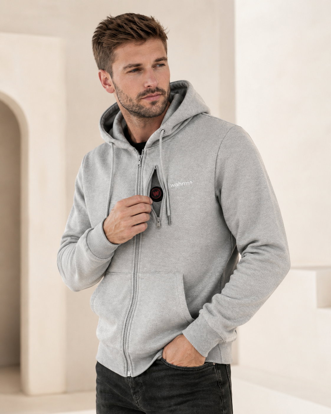 Infrarood Verwarmde Zipper Hoodie – Heren Gray