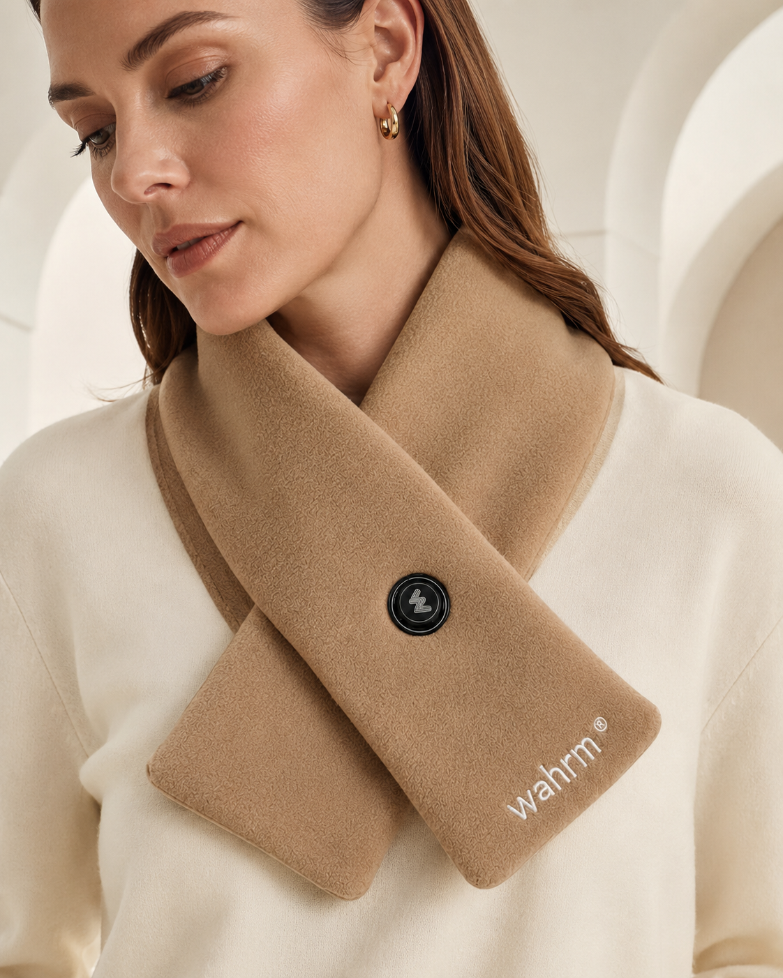Oplaadbare verwarmende shawl - 3 standen - Beige