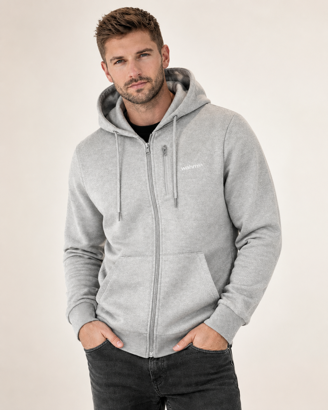Infrarood Verwarmde Zipper Hoodie – Heren Gray