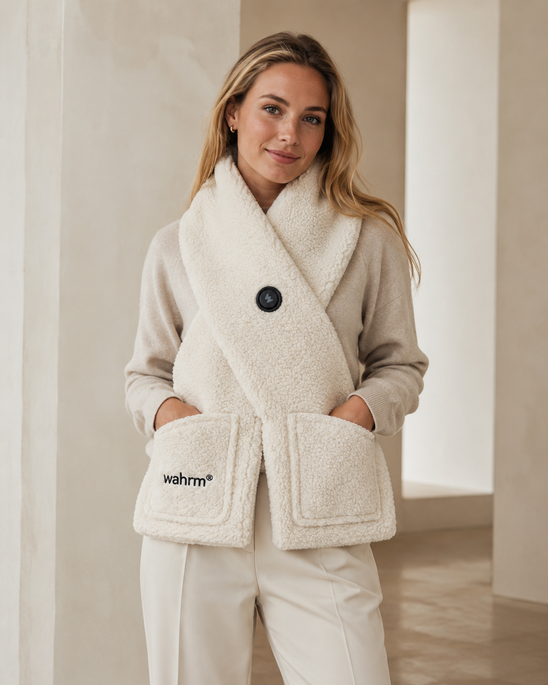 Handwarmer-shawl -infrarood-verwarmend -off white