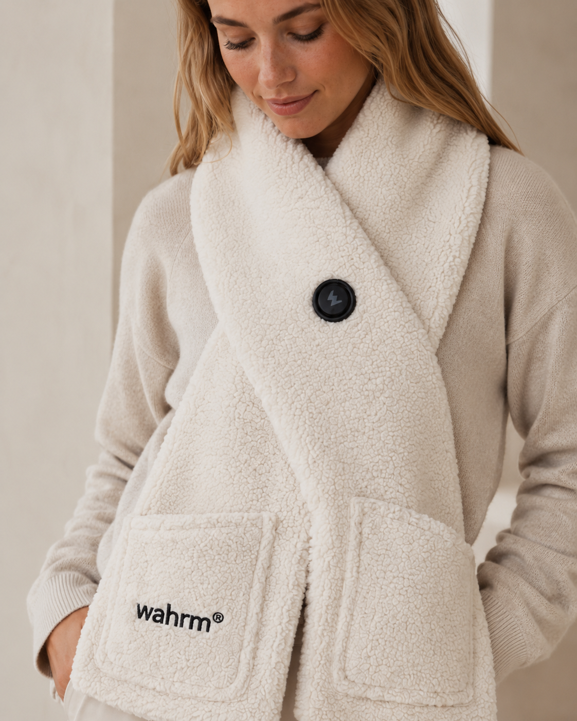 Handwarmer-shawl -infrarood-verwarmend -off white