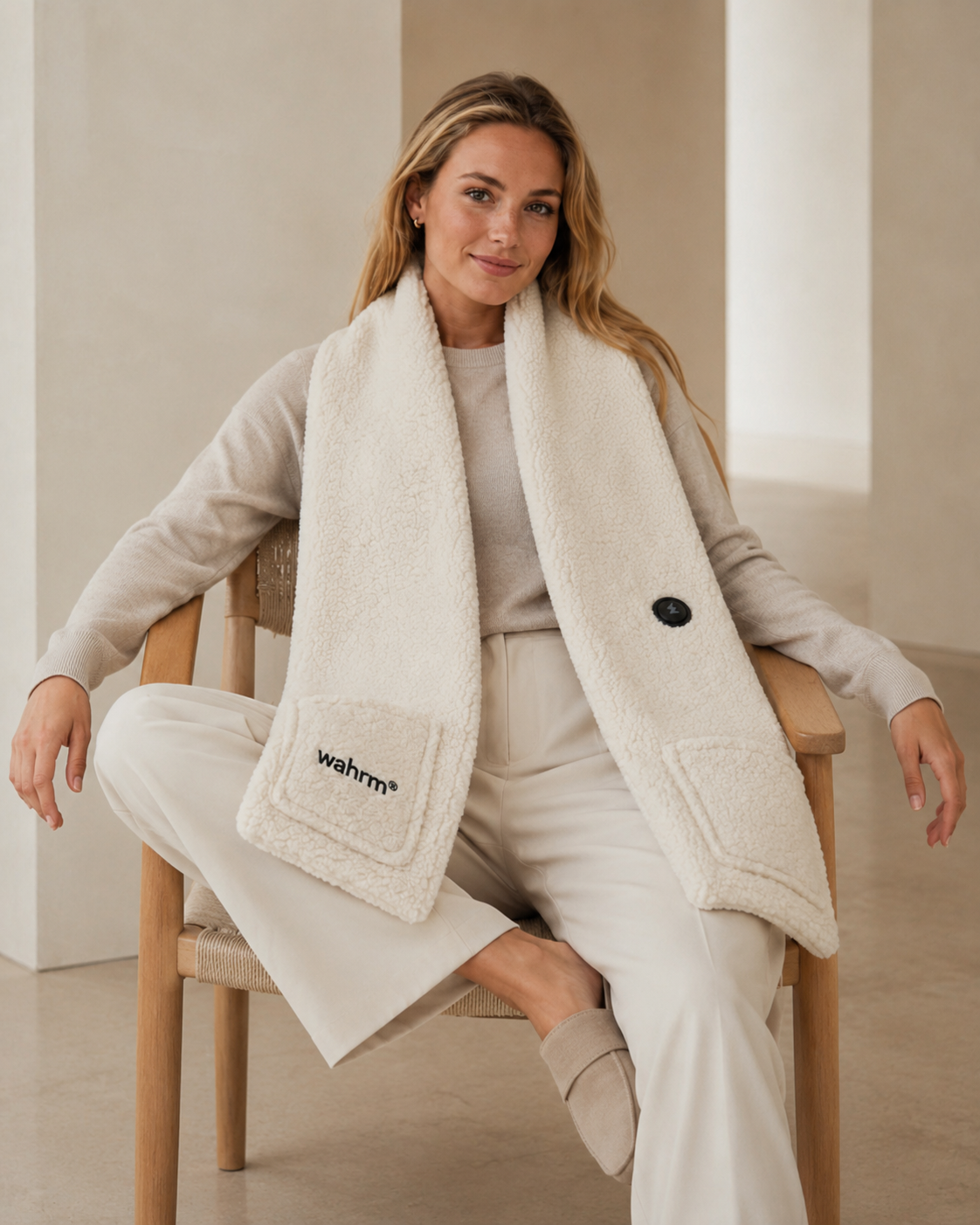 Handwarmer-shawl -infrarood-verwarmend -off white