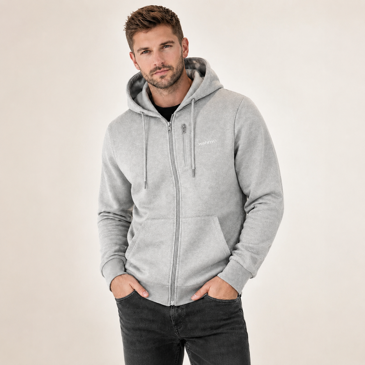 Infrared Heated Zipper Hoodie – Men's Gray