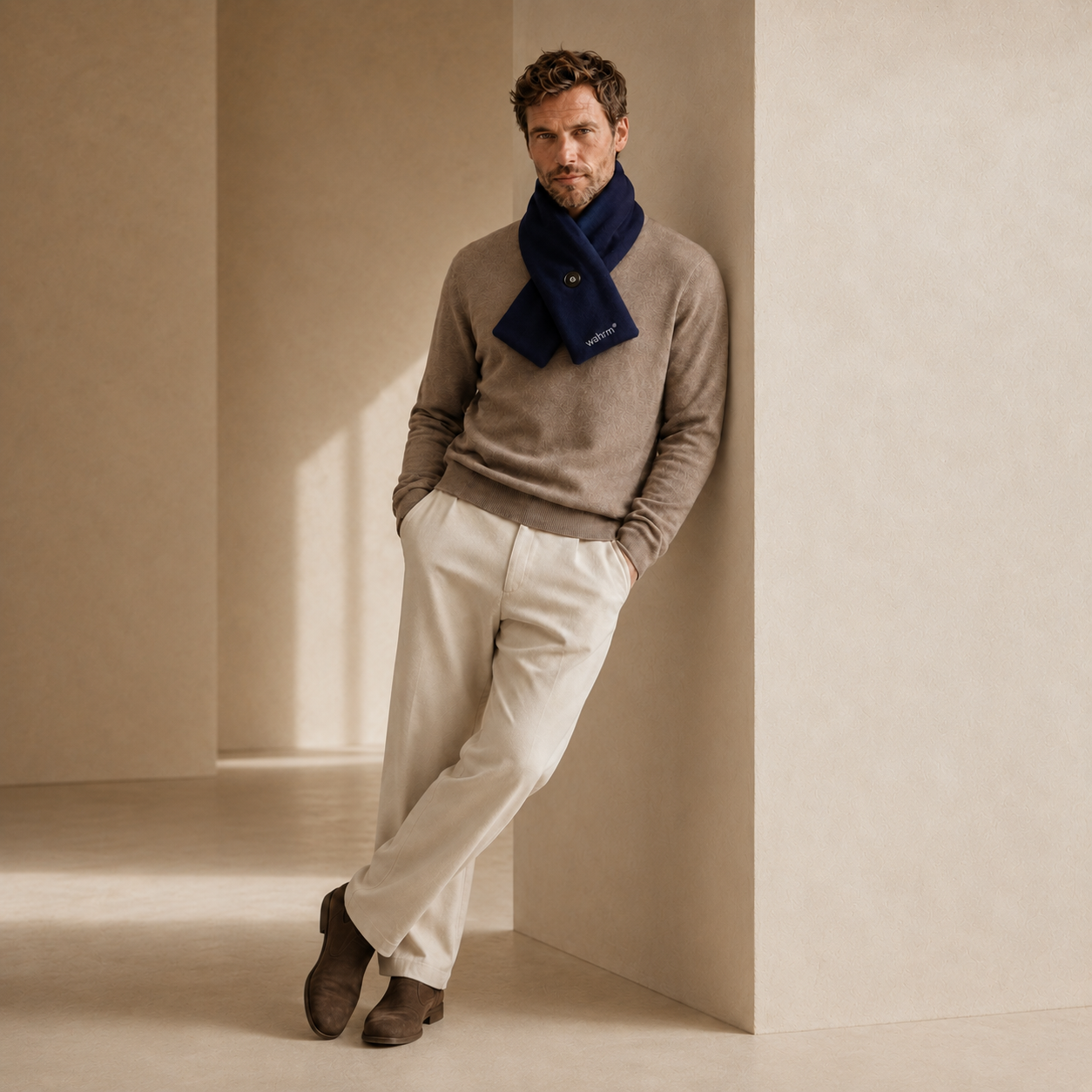 Oplaadbare verwarmende shawl - 3 standen - Navy