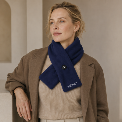 Oplaadbare verwarmende shawl - 3 standen - Navy