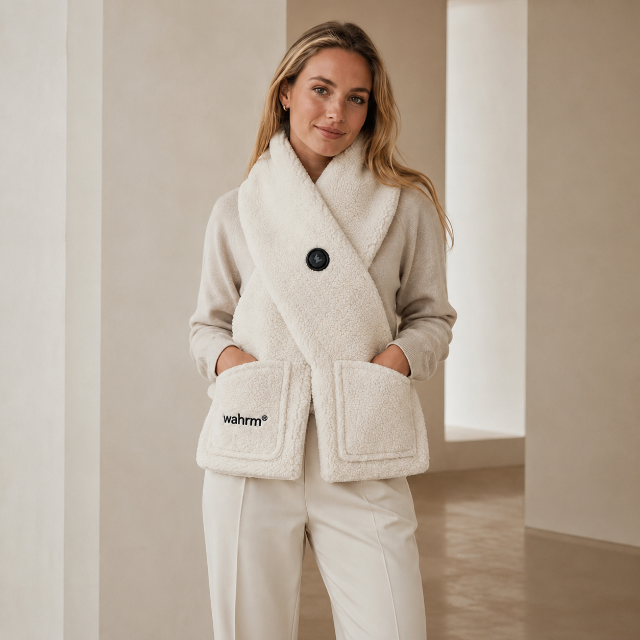 Handwarmer-shawl -infrarood-verwarmend -off white