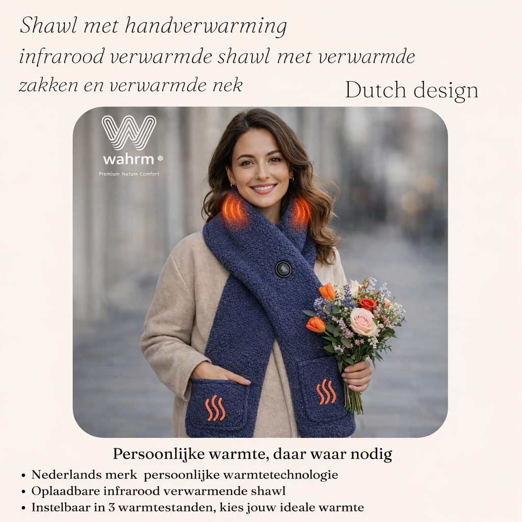 Handwarmer-shawl infrarood verwarmend  oplaadbaar-navy
