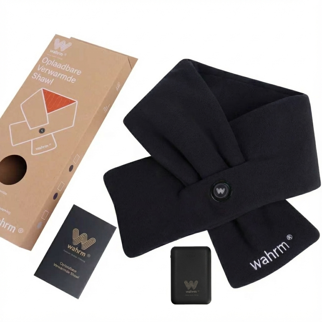 Oplaadbare verwarmende shawl - 3 standen - Zwart