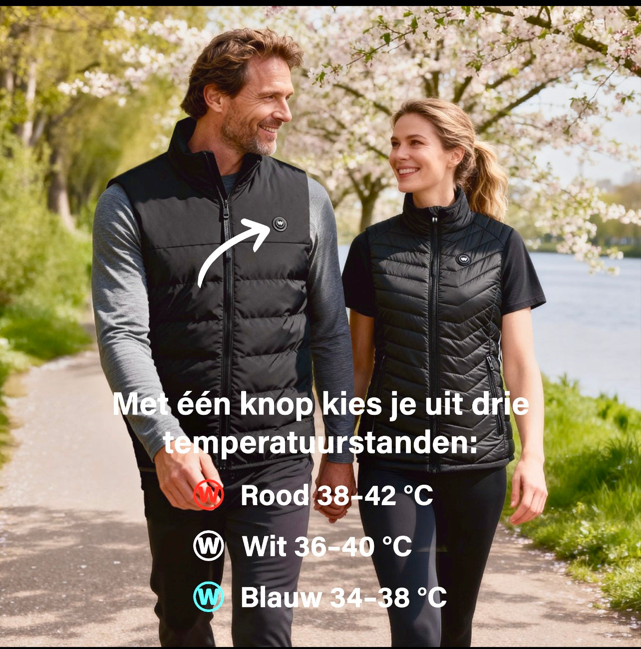 Infrarood verwarmde Bodywarmer Mannen - Zwart