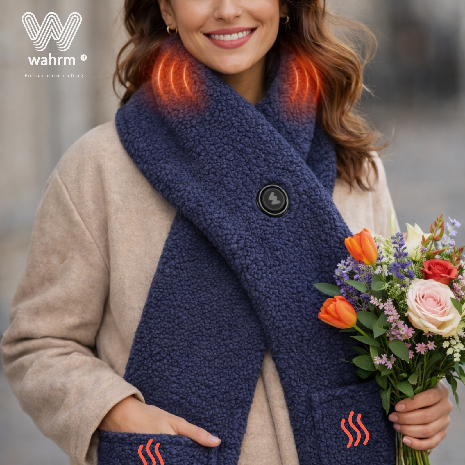 Handwarmer-shawl infrarood verwarmend  oplaadbaar-navy