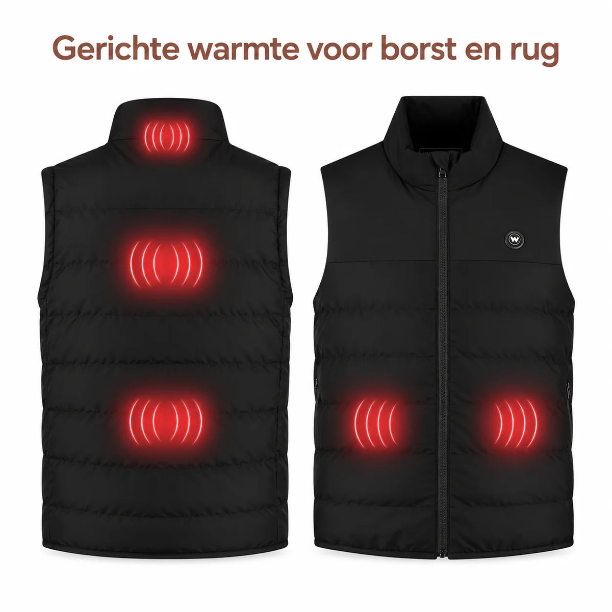 Gerichte warmte voor borst en rug met de WAHRM Freek bodywarmer