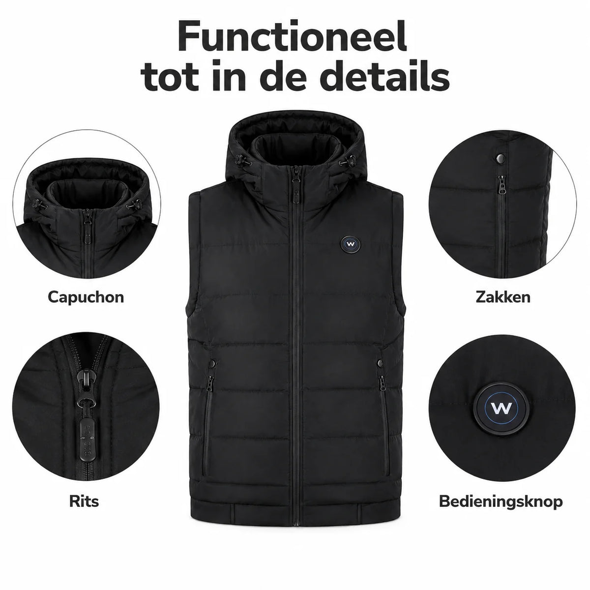 Men's Infrared Heated Hooded Bodywarmer