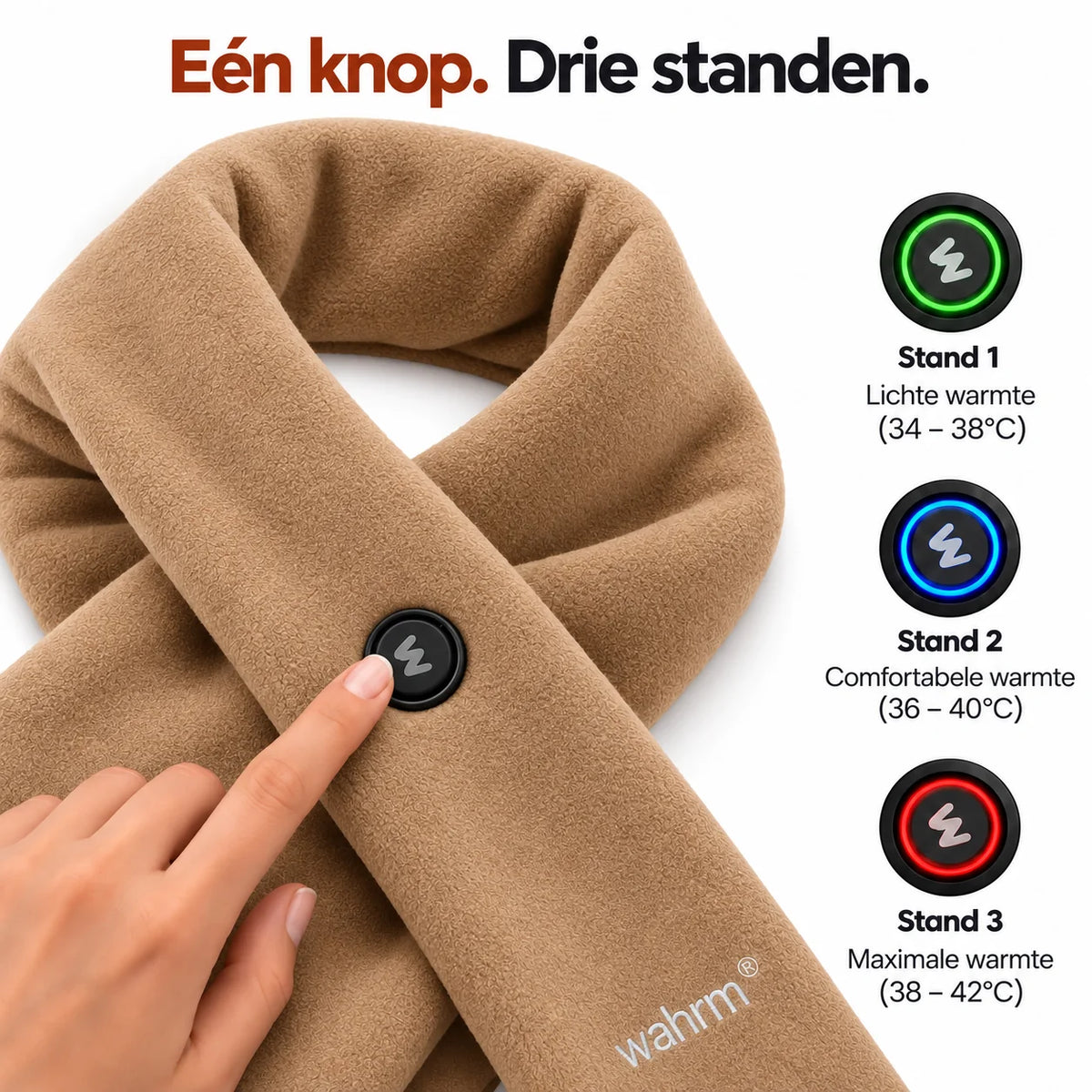 Oplaadbare verwarmende shawl - 3 standen