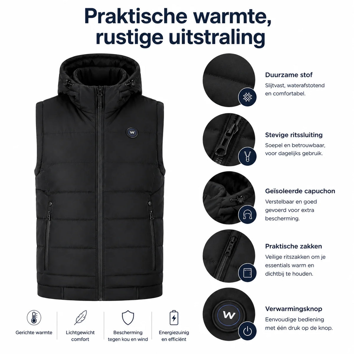 Verwarmde Bodywarmer met Capuchon - Vrouwen