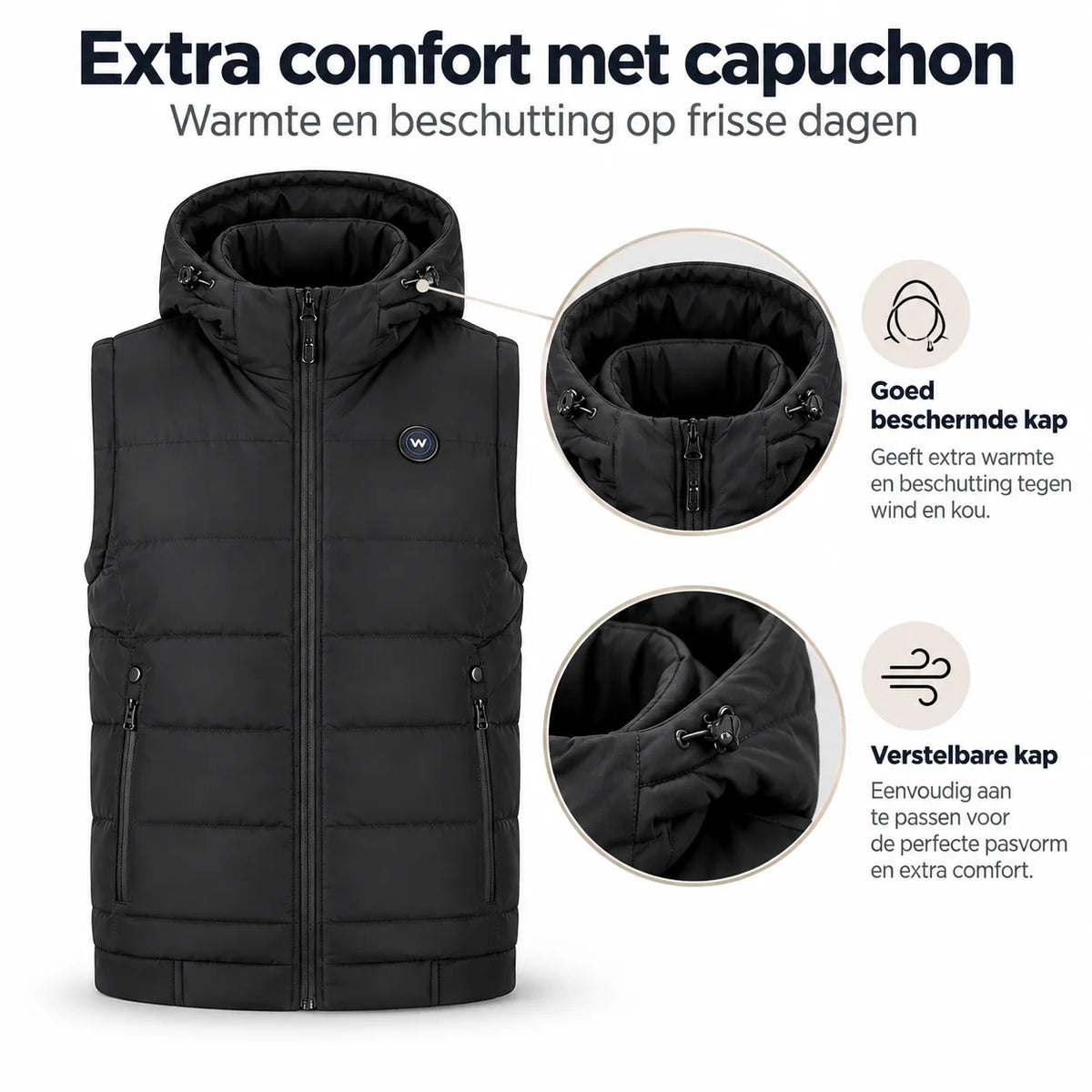 Verwarmde Bodywarmer met Capuchon - Vrouwen