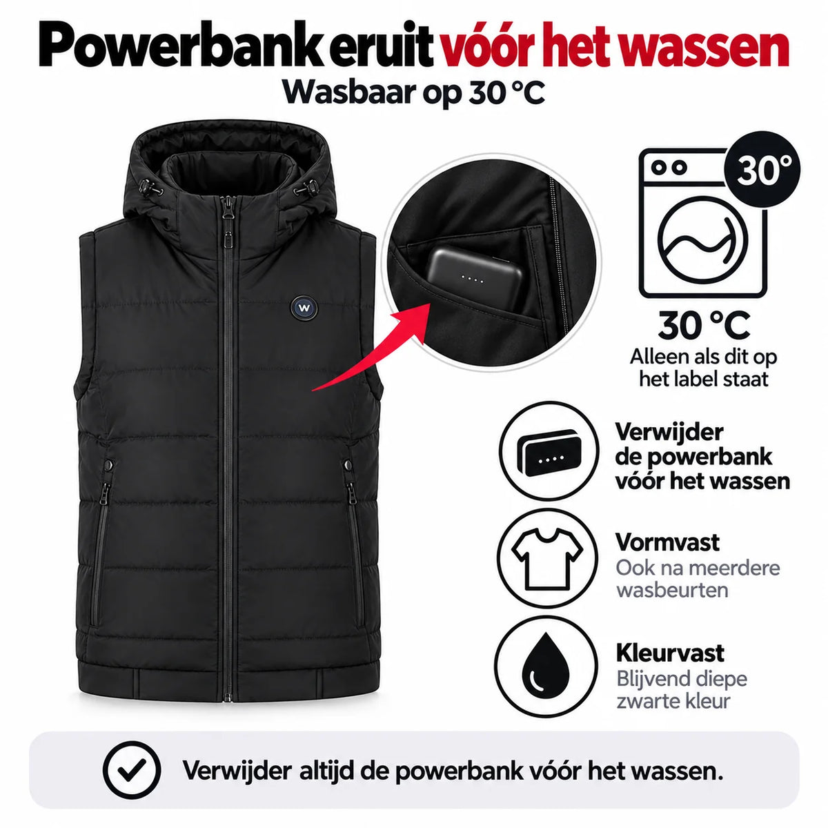 Verwarmde Bodywarmer met Capuchon - Vrouwen