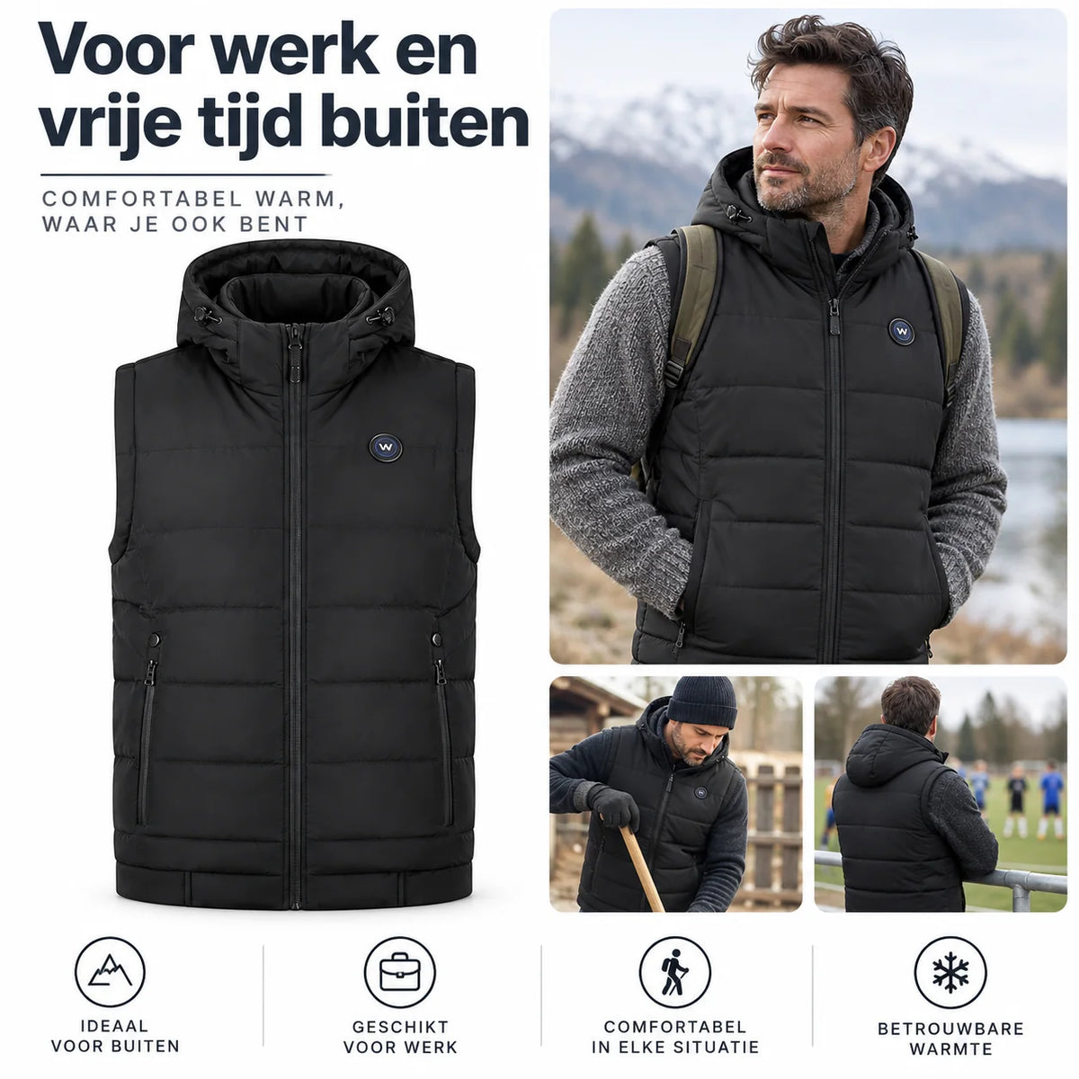 Men's Infrared Heated Hooded Bodywarmer