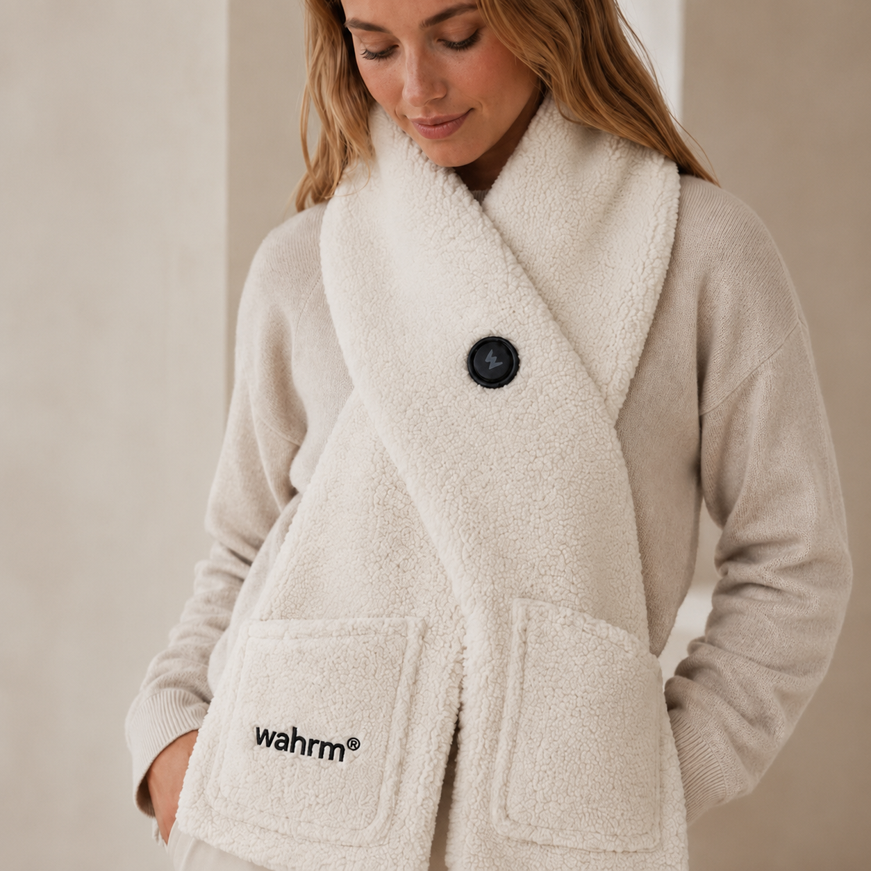 Handwarmer-shawl -infrarood-verwarmend -off white