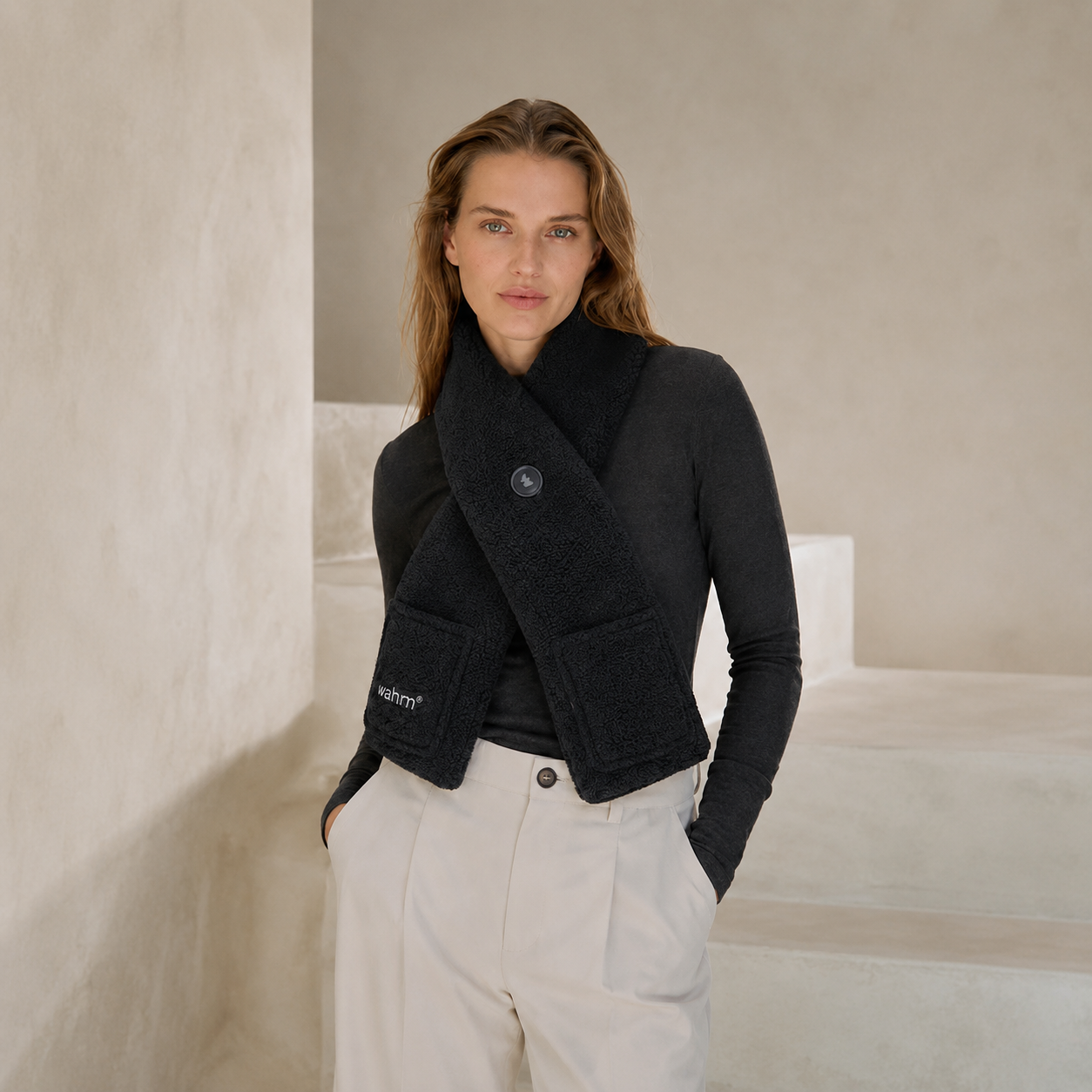 Handwarmer-shawl infrarood verwarmend  oplaadbaar-zwart