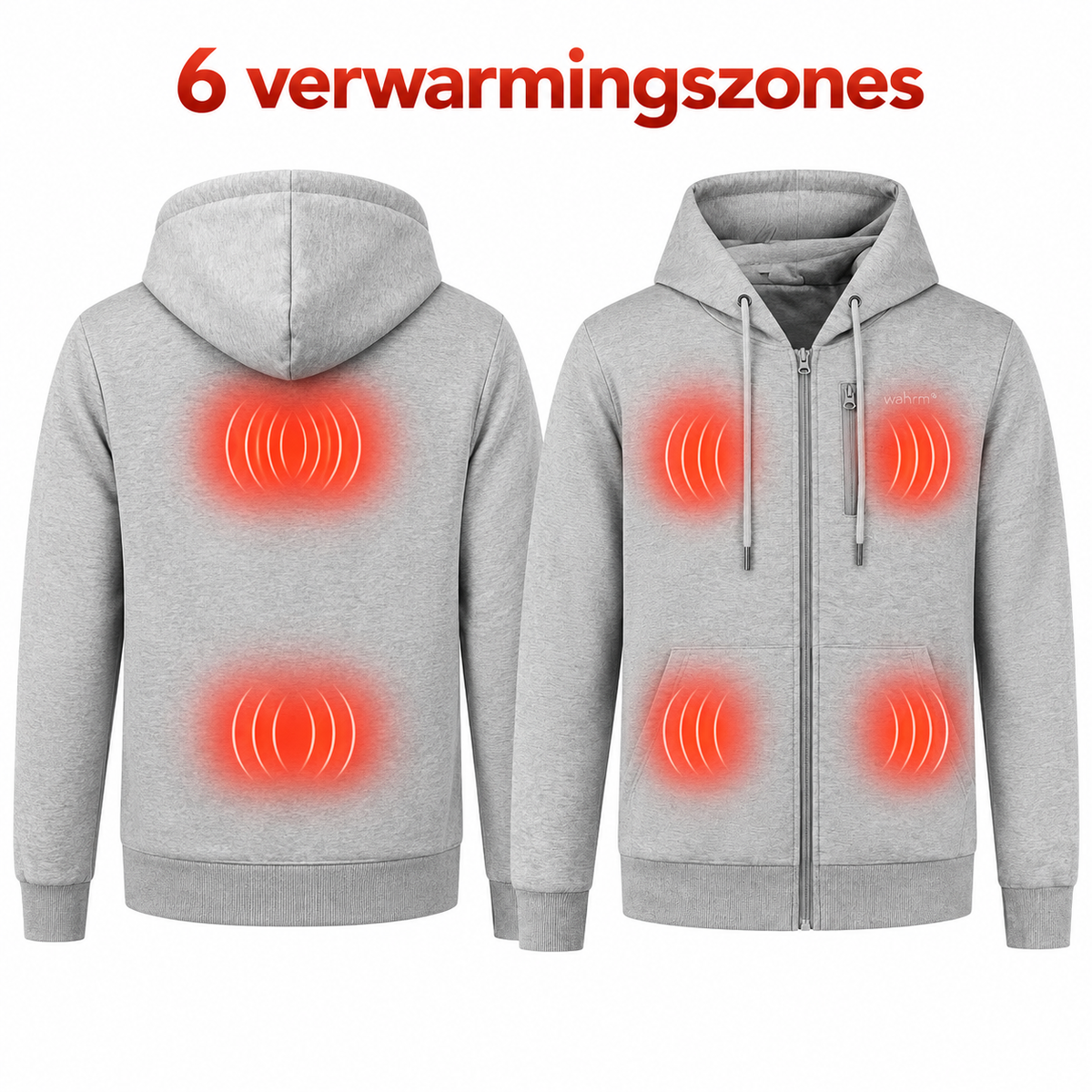 Infrarood Verwarmde Zipper Hoodie – Heren Gray