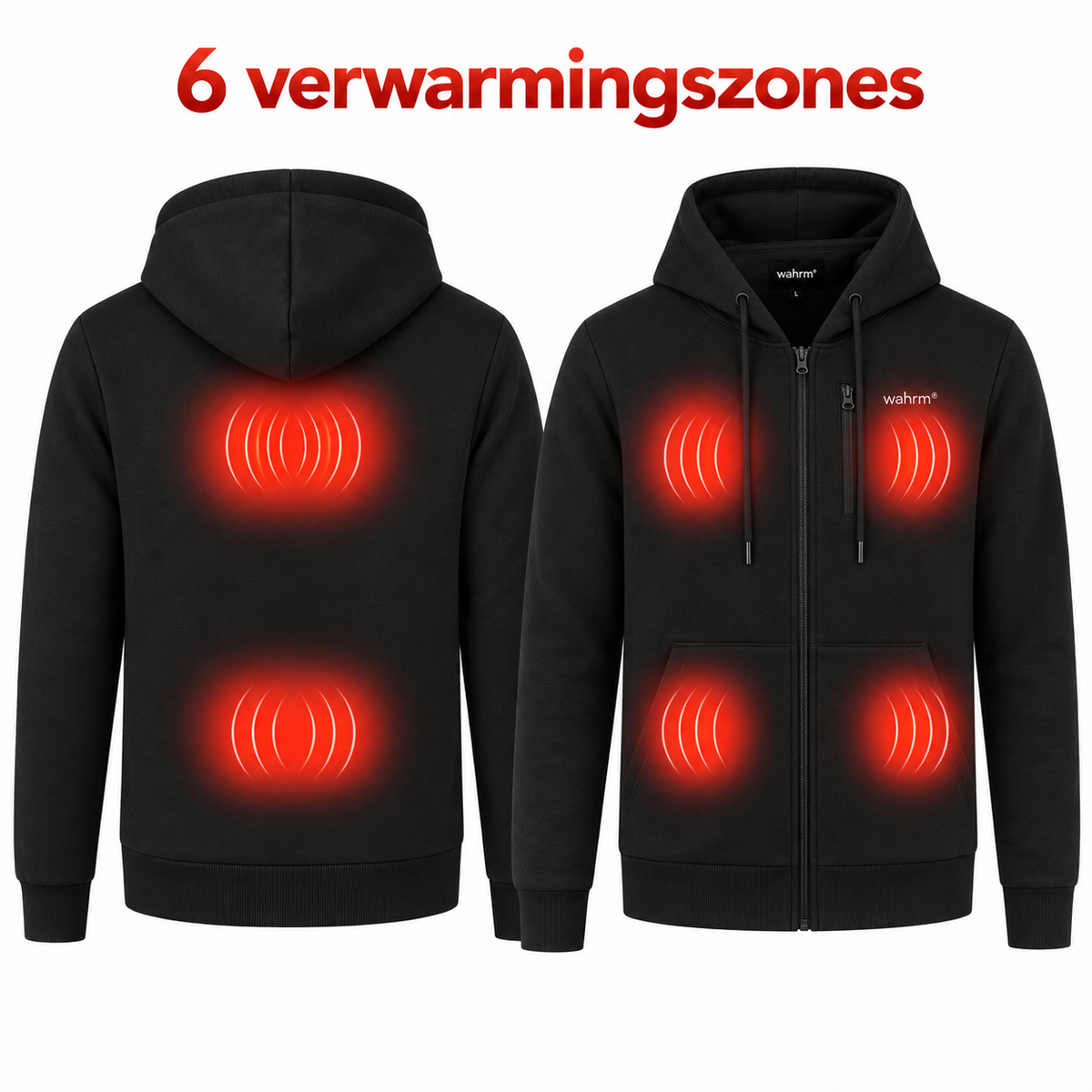 Infrarood Verwarmde Zipper Hoodie – Heren Zwart