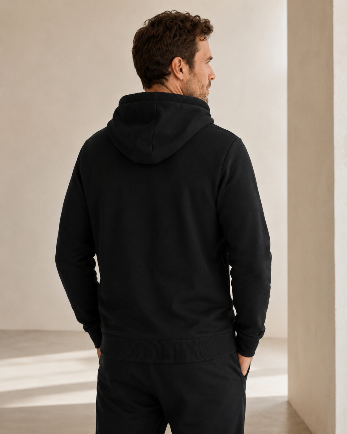 Infrarood Verwarmde Zipper Hoodie – Heren Zwart