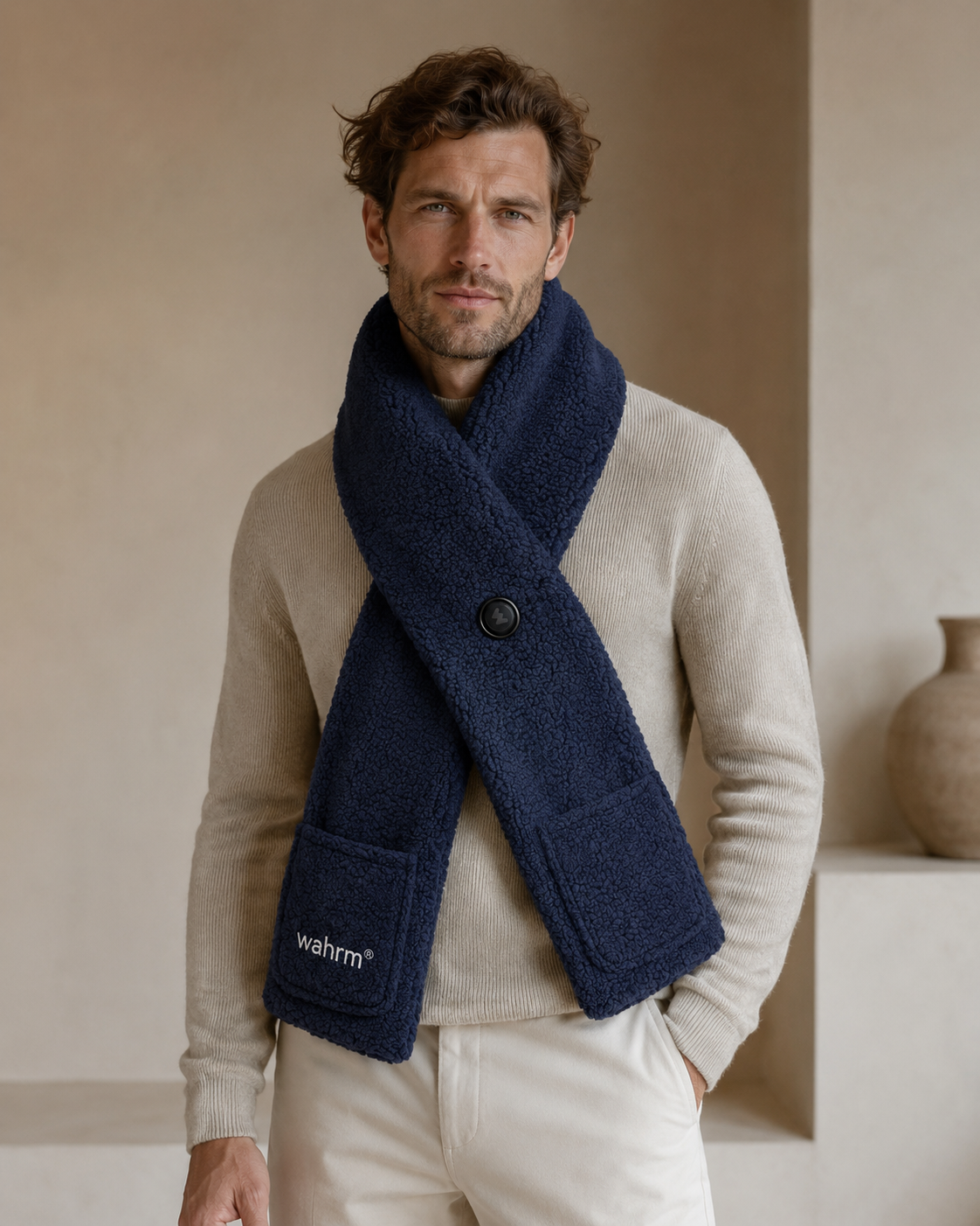 Handwarmer-shawl infrarood verwarmend  oplaadbaar-navy