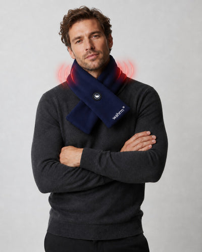 Rechargeable heated shawl - 3 settings - Navy