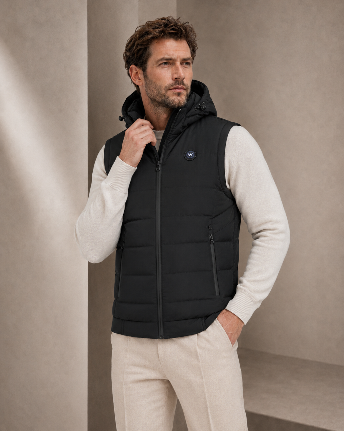 Infrarood Verwarmde Bodywarmer met Capuchon Heren