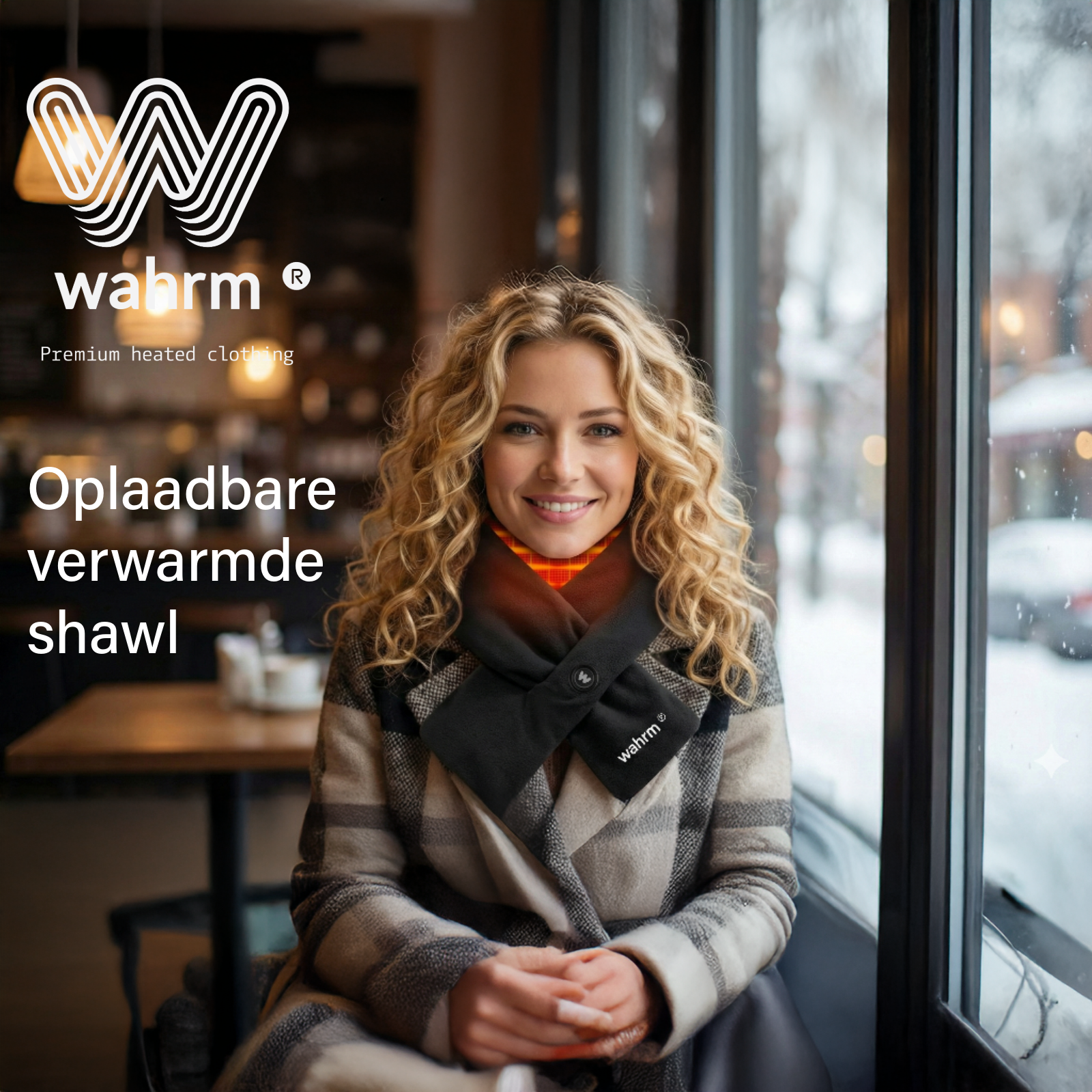 Oplaadbare verwarmende shawl - 3 standen - Navy