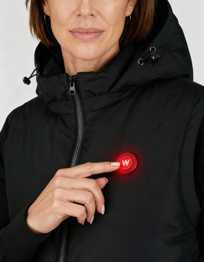 Infrarood verwarmde Bodywarmer met Capuchon Vrouwen Zwart